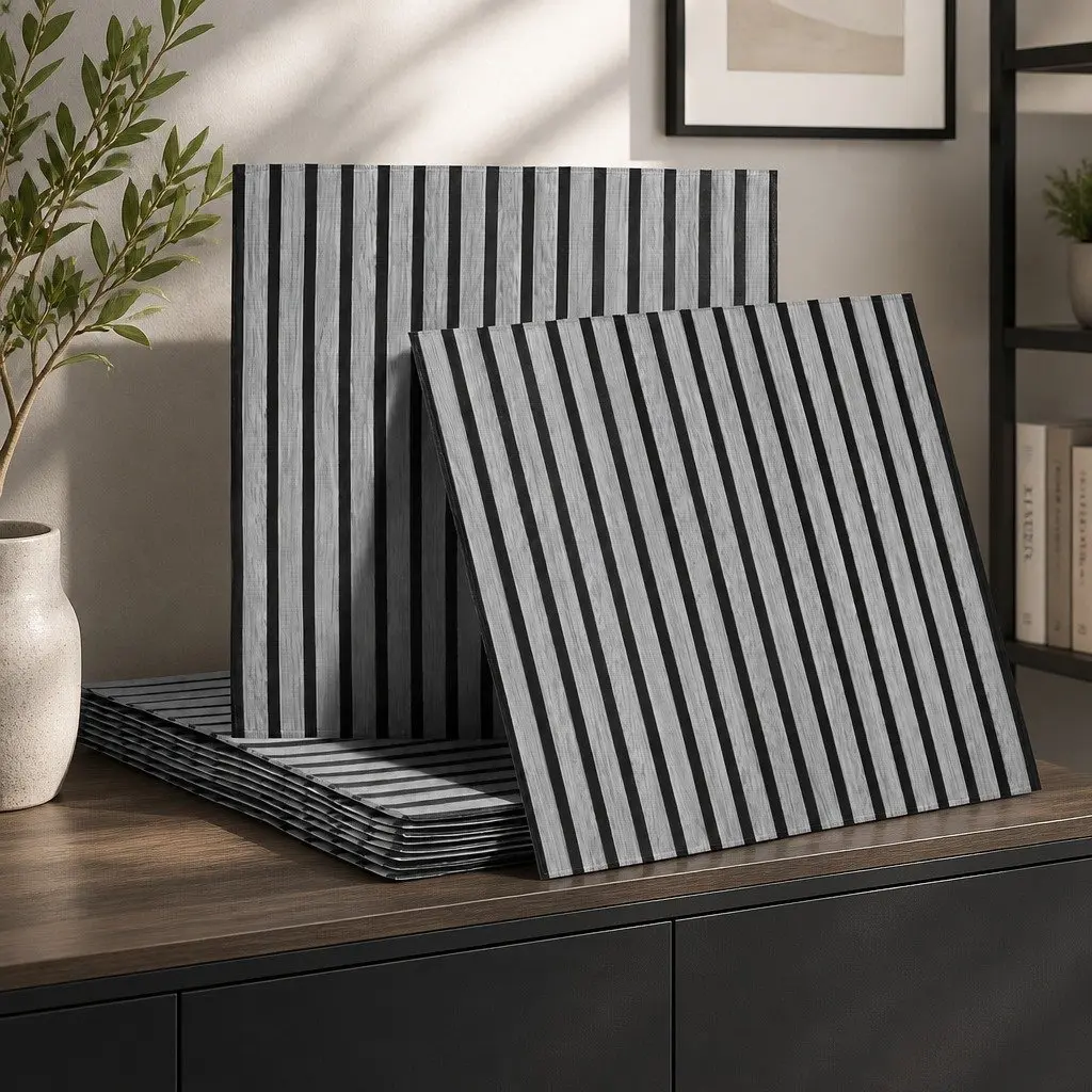 Peel and Stick Wall Panels PVC 68x68cm Self Adhesive Decorative Grey 10 Piece