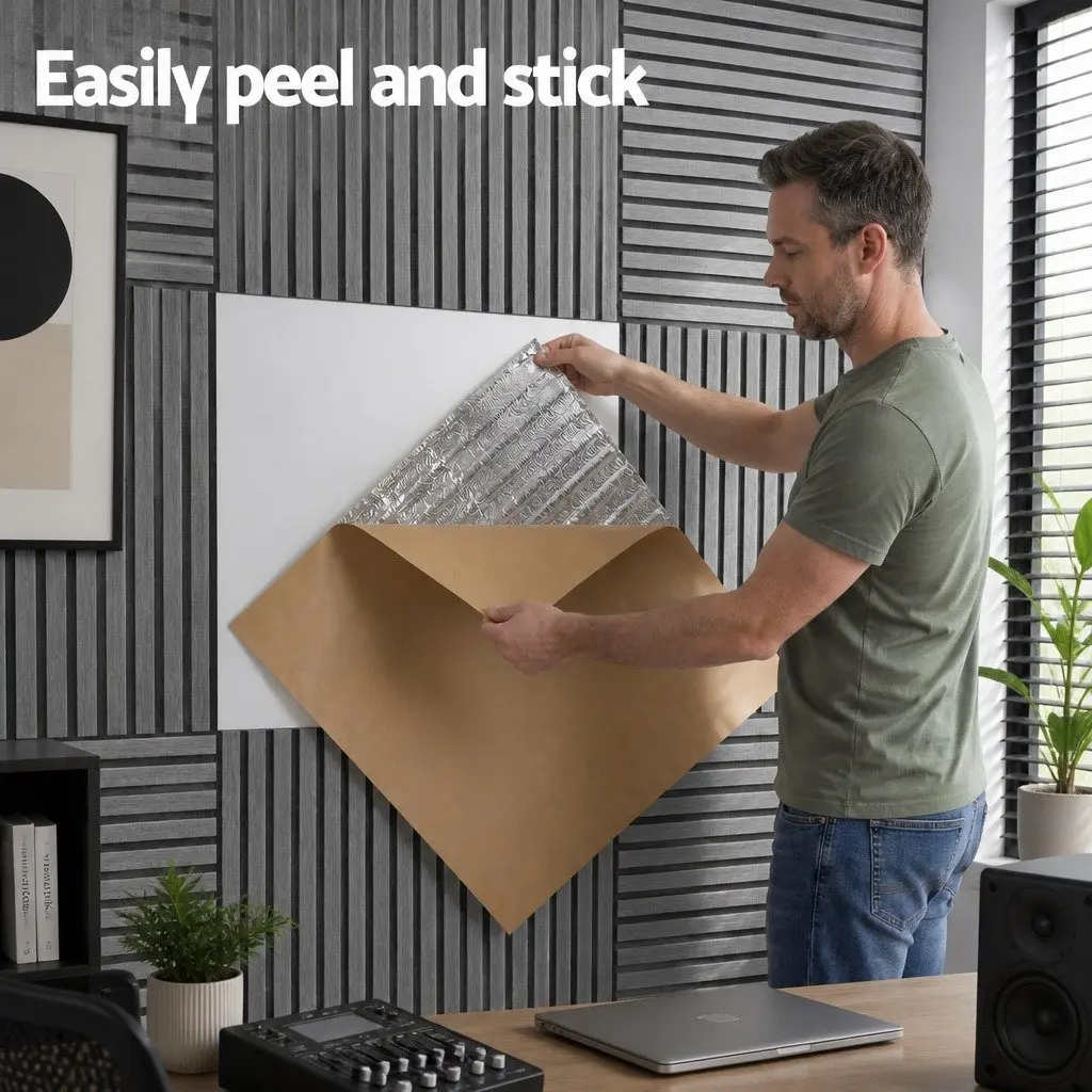 Peel and Stick Wall Panels PVC 68x68cm Self Adhesive Decorative Grey 10 Piece