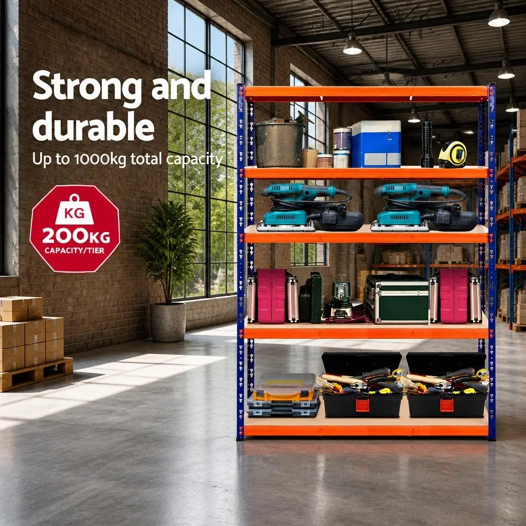Garage Storage Rack Shelving Unit Heavy-duty Steel MDF 2.4m Matt Black