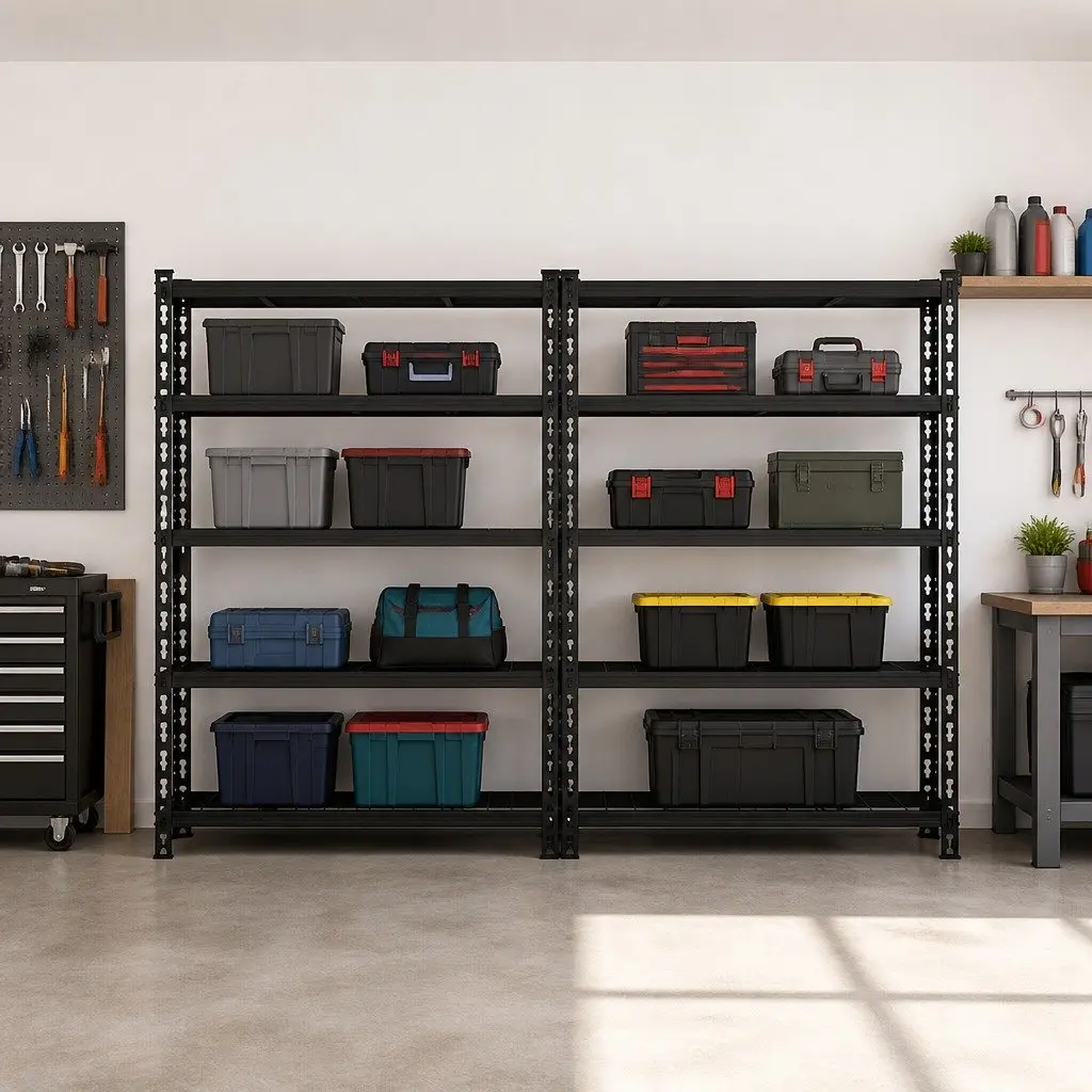 5-Tier Heavy-Duty Steel Garage Storage Shelving Rack 1.8M Black