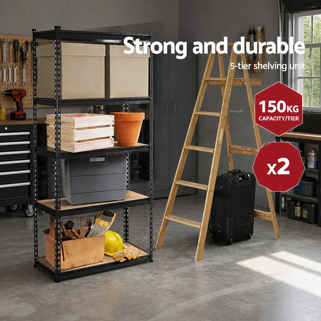 Storage Shelf Rack Heavy-duty Steel 2x1.5M Adjustable Matte Black