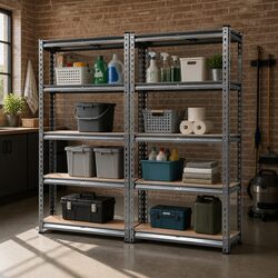 2x1.5M Steel Warehouse Racking Shelving Unit 5-Tier Garage Storage Shelf Rack