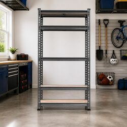 Storage Rack Shelving Unit 5 Tier Garage Warehouse Pallet Racking Matte Black