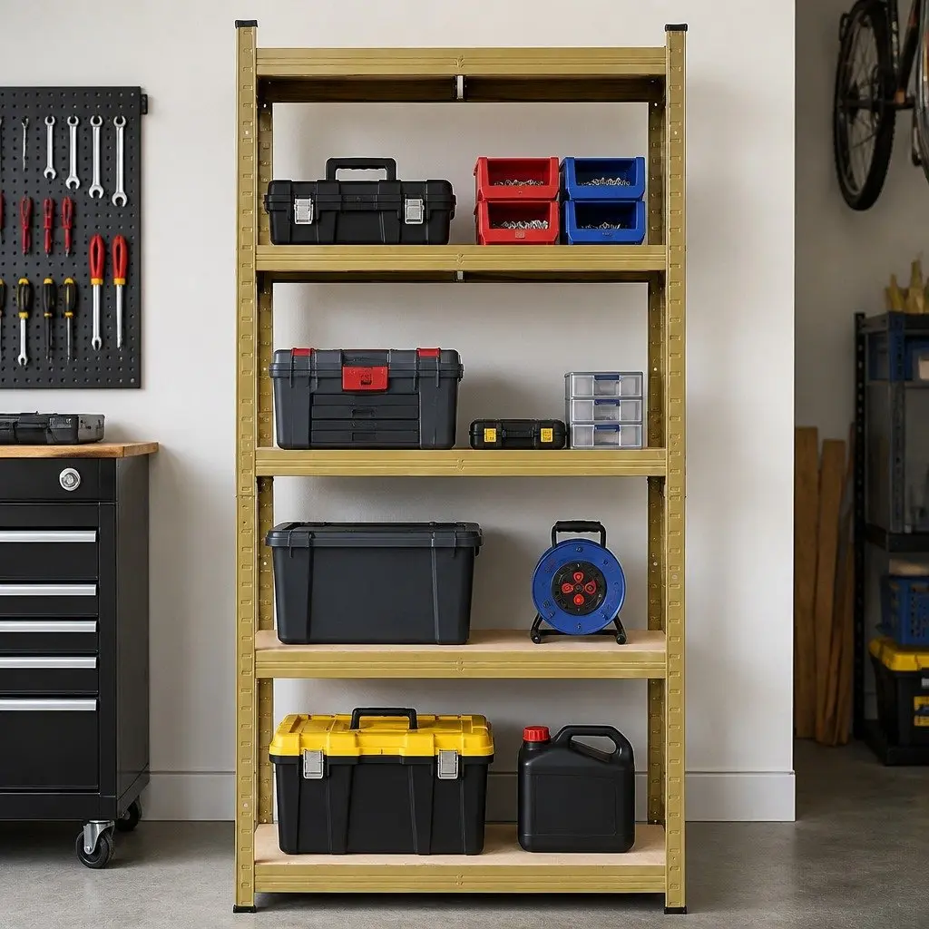 5-Tier Heavy Duty Garage Storage Shelving Unit Powder-Coated Steel 80 x 40 x 160cm Yellow