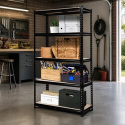 1.8M Garage Storage Shelving Rack Industrial Warehouse Pallet Racking Unit Black