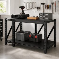 Practical Garage Shelving Workbench for Any Space