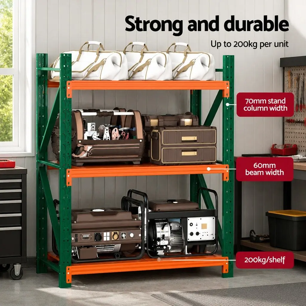 Heavy Duty Metal Garage Shelving 1.5M Green or Orange