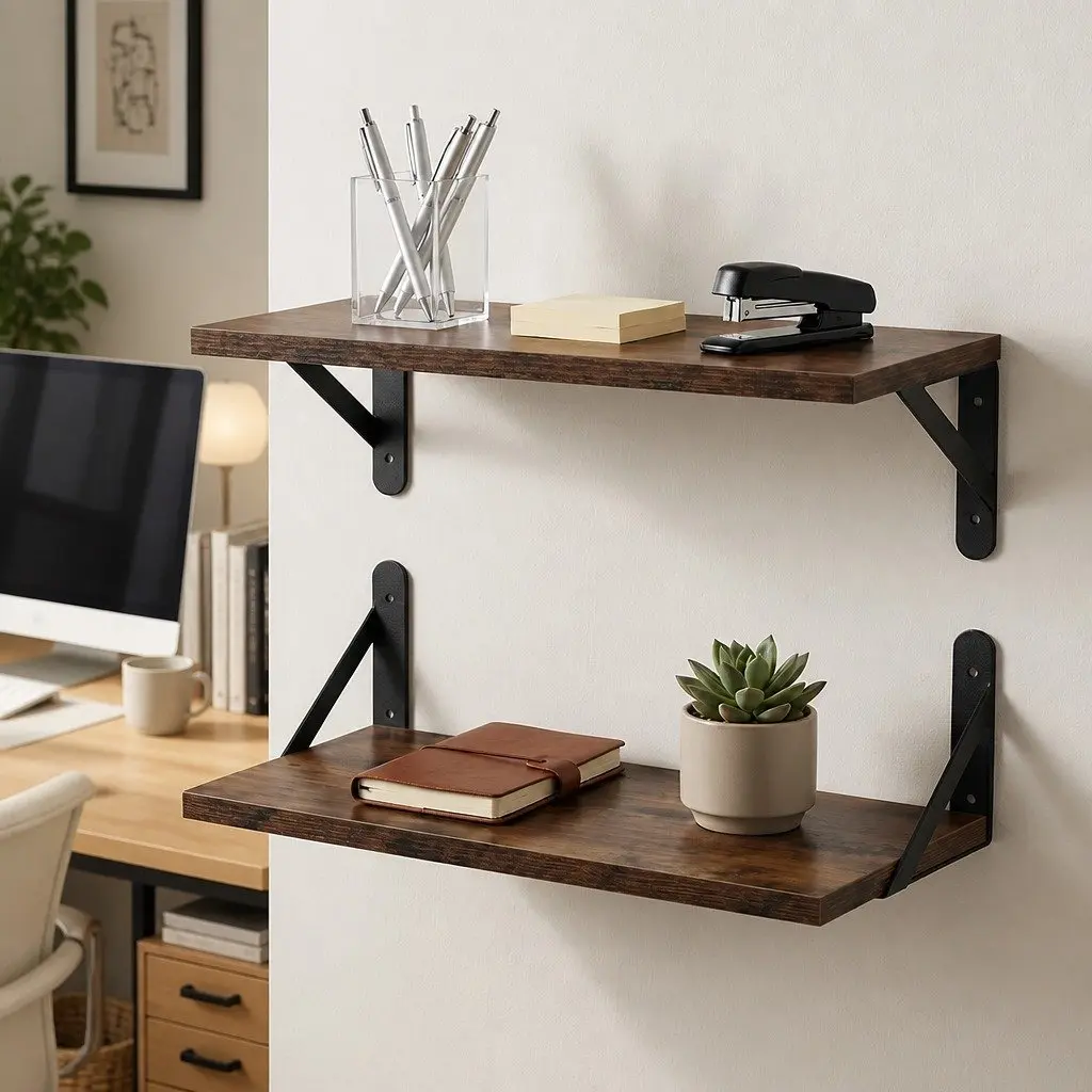 Floating Wall Shelves 2Pcs Deep Mounted Storage Organiser Book Display Bedroom
