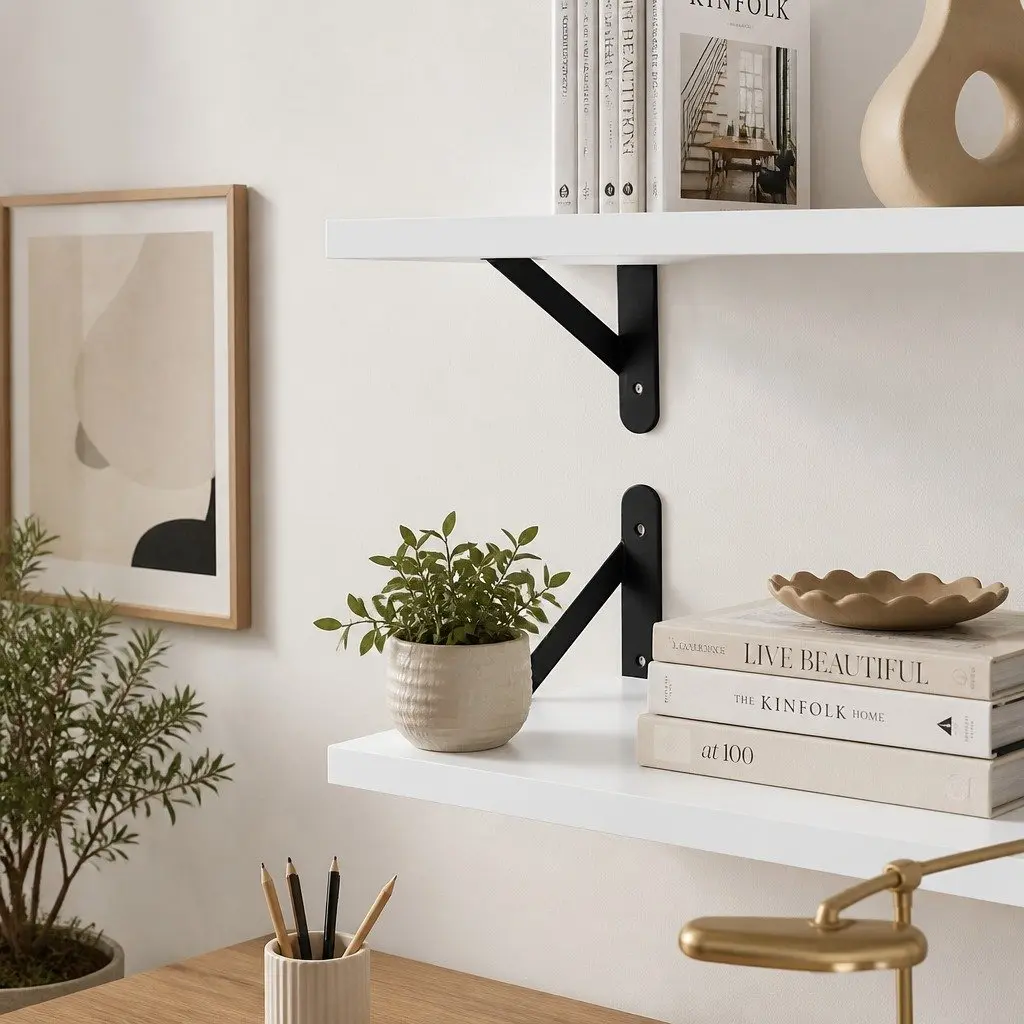 Floating Wall Shelves Deep Mounted Storage 39.5cm x 30cm White 2 Pieces