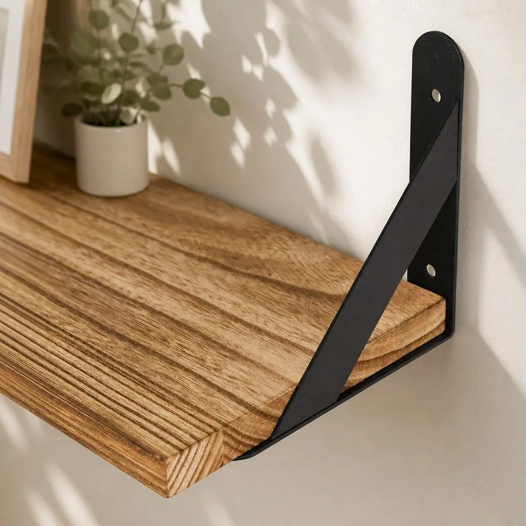 Floating Wall Shelves Wooden 3 Size Set Brown