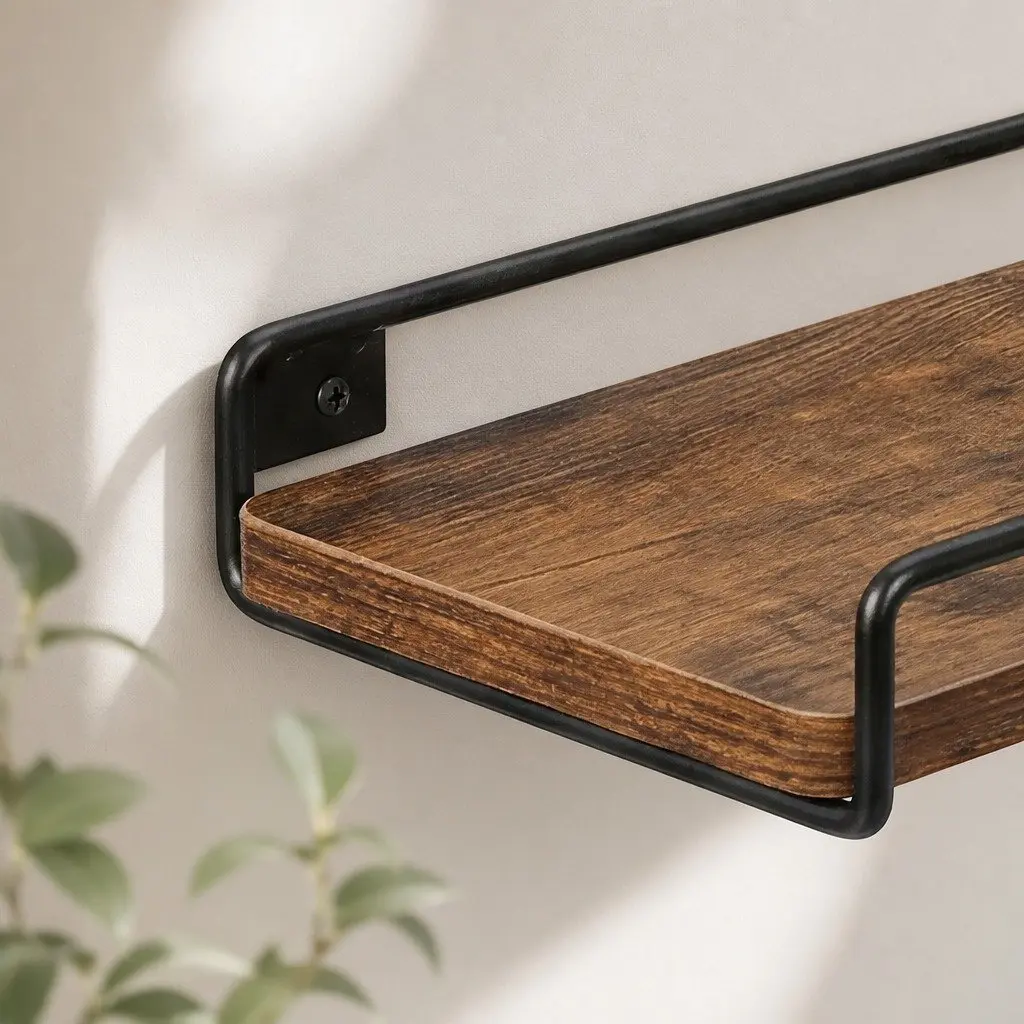 Floating Corner Wall Shelf L-Shape Rustic Brown 2 Piece