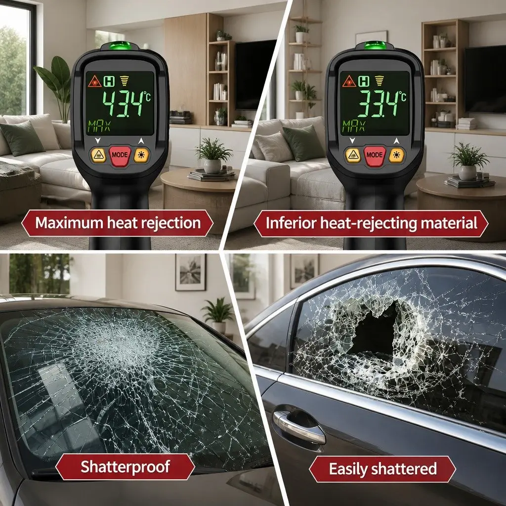 Window Tint Film Black 152cm x 30m 35% VLT Reduces Glare Heat and UV Exposure for Home and Car Tinting