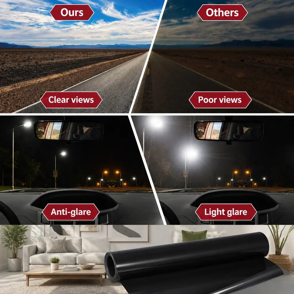 Window Tint Film Roll 35 VLT Black 76cm x 7m Automotive Home Tinting Kit Tools