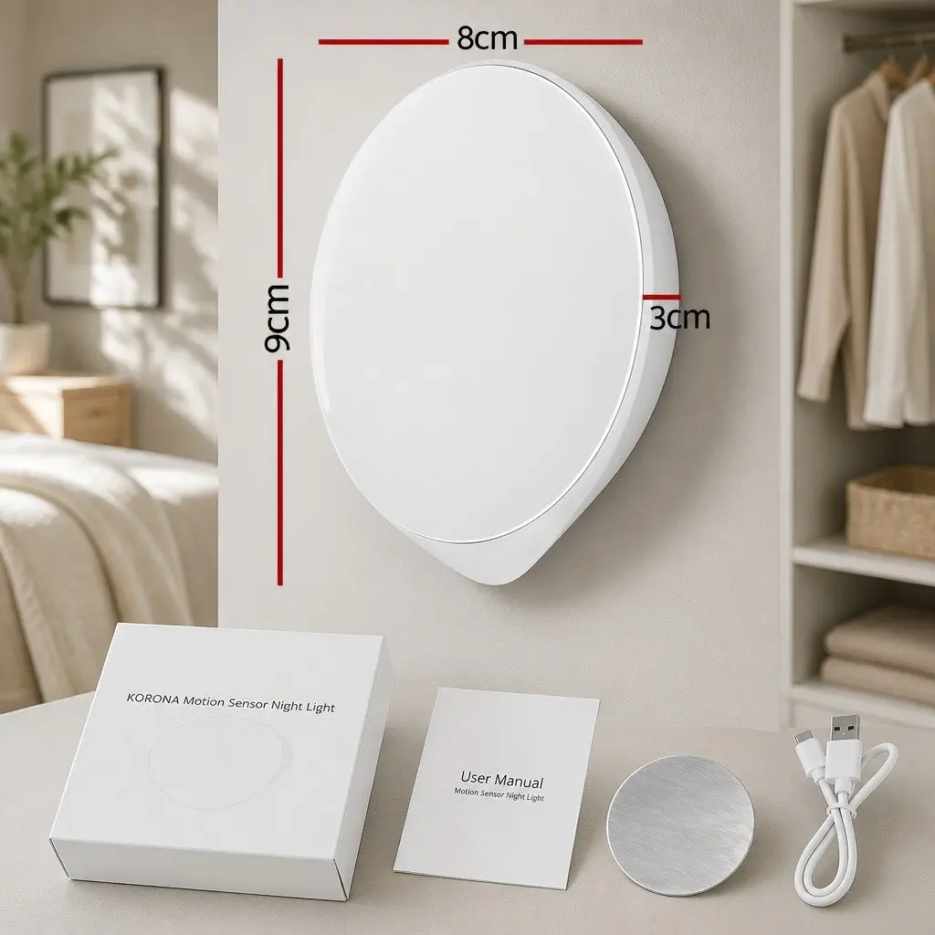Motion Sensor Night Light USB-C Rechargeable Compact White