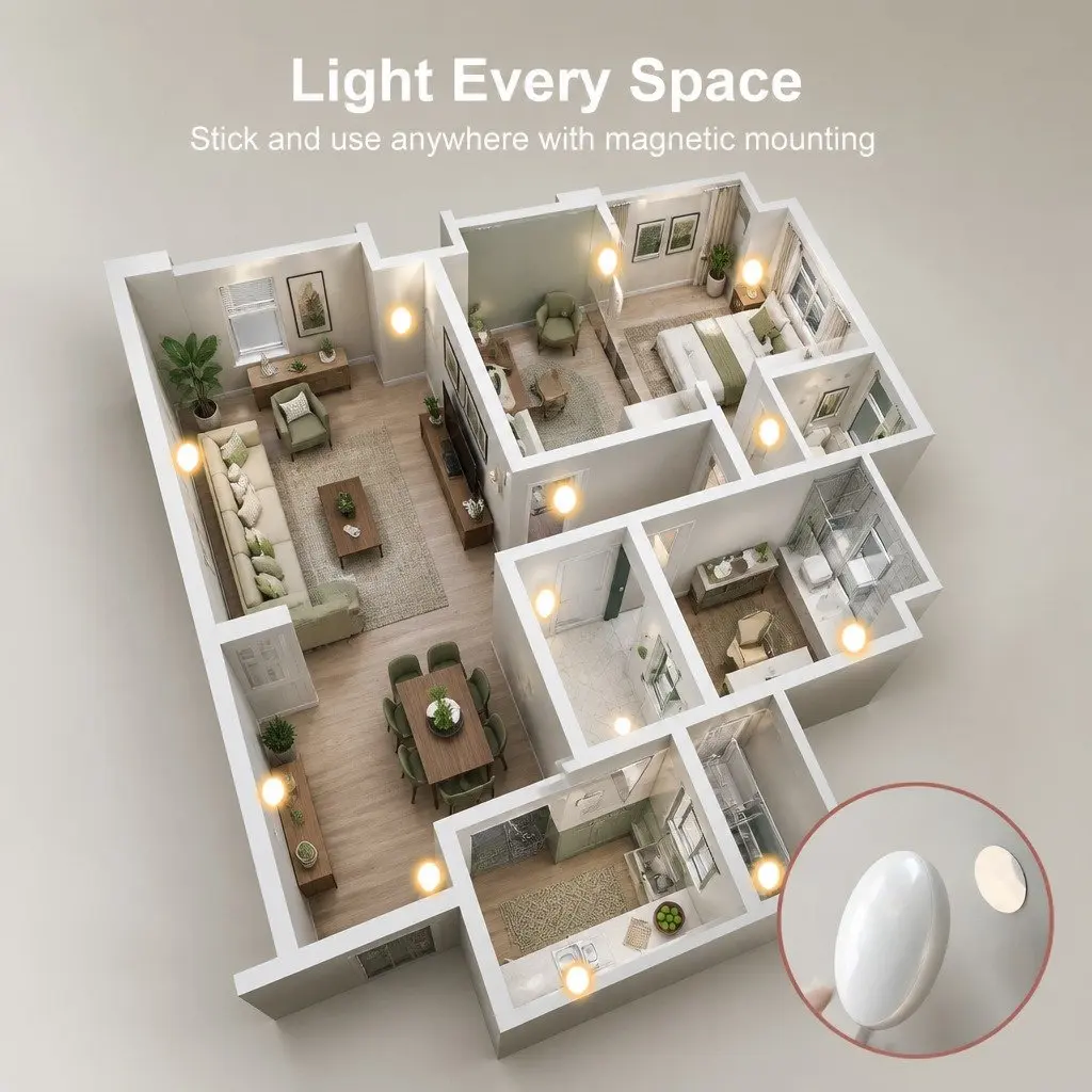 Motion Sensor Night Light USB-C Rechargeable Compact White