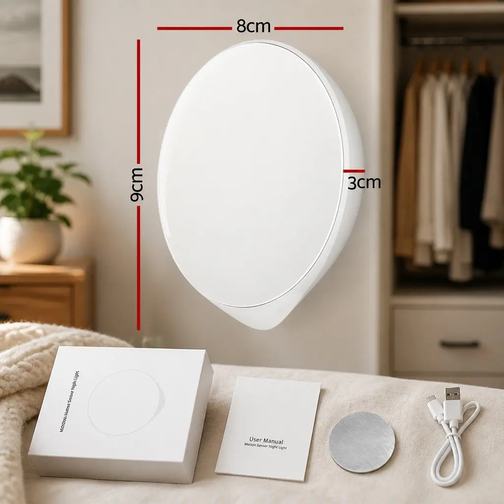Motion Sensor Night Light USB-C Rechargeable White 2 Pack