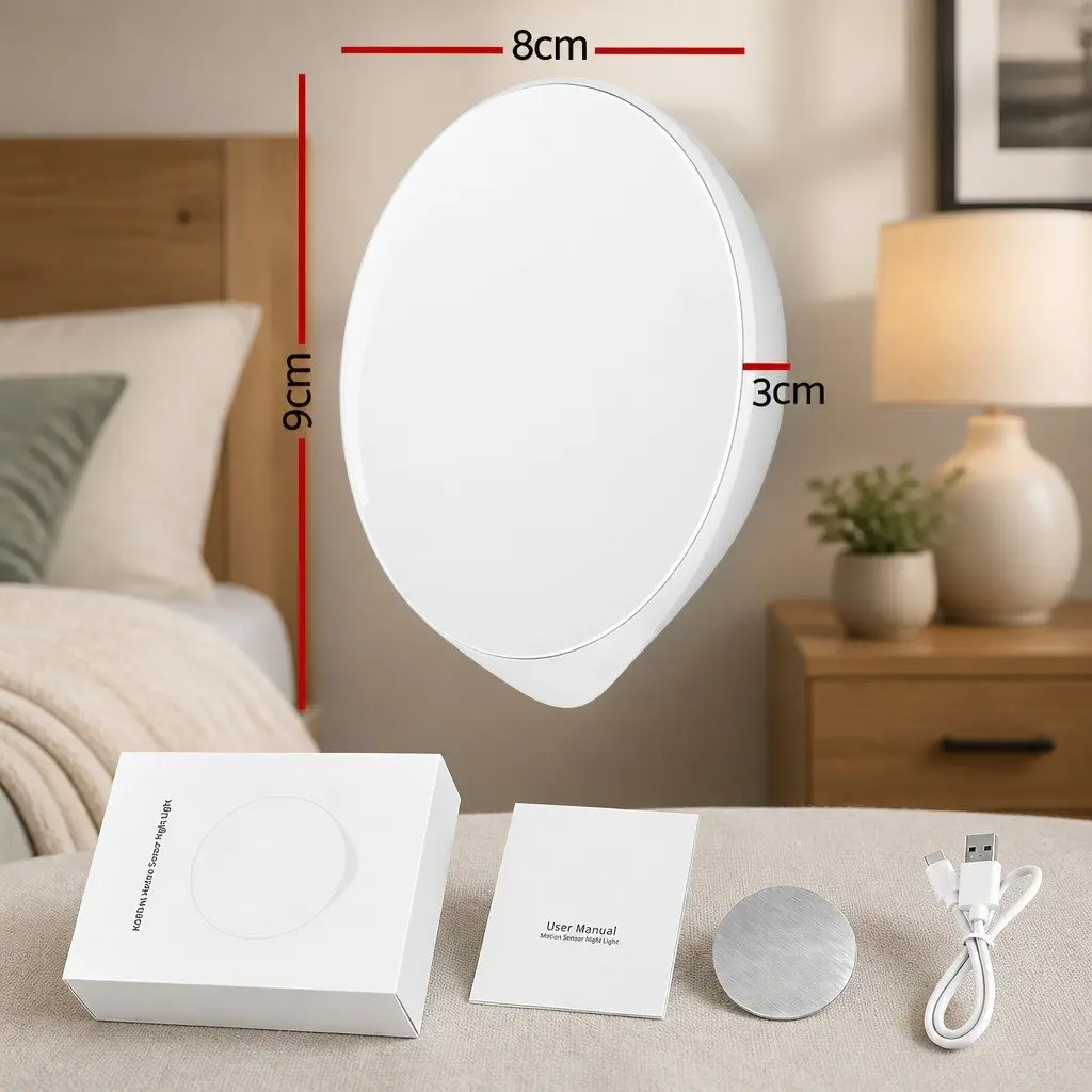 Night Light Motion Sensor USB-C Rechargeable 3 Pack White ABS 8x9x3cm