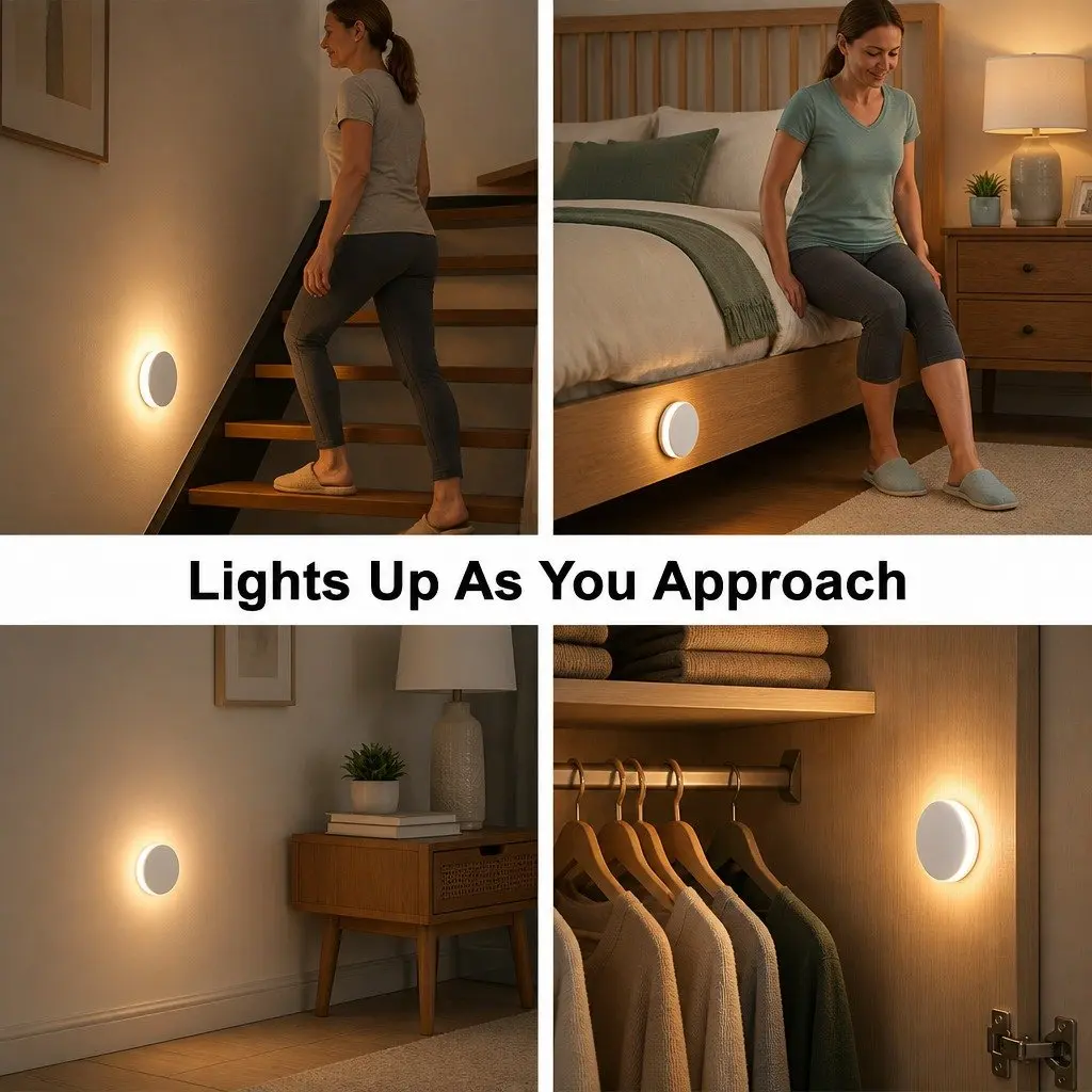 Night Light Motion Sensor USB-C Rechargeable 3 Pack White ABS 8x9x3cm