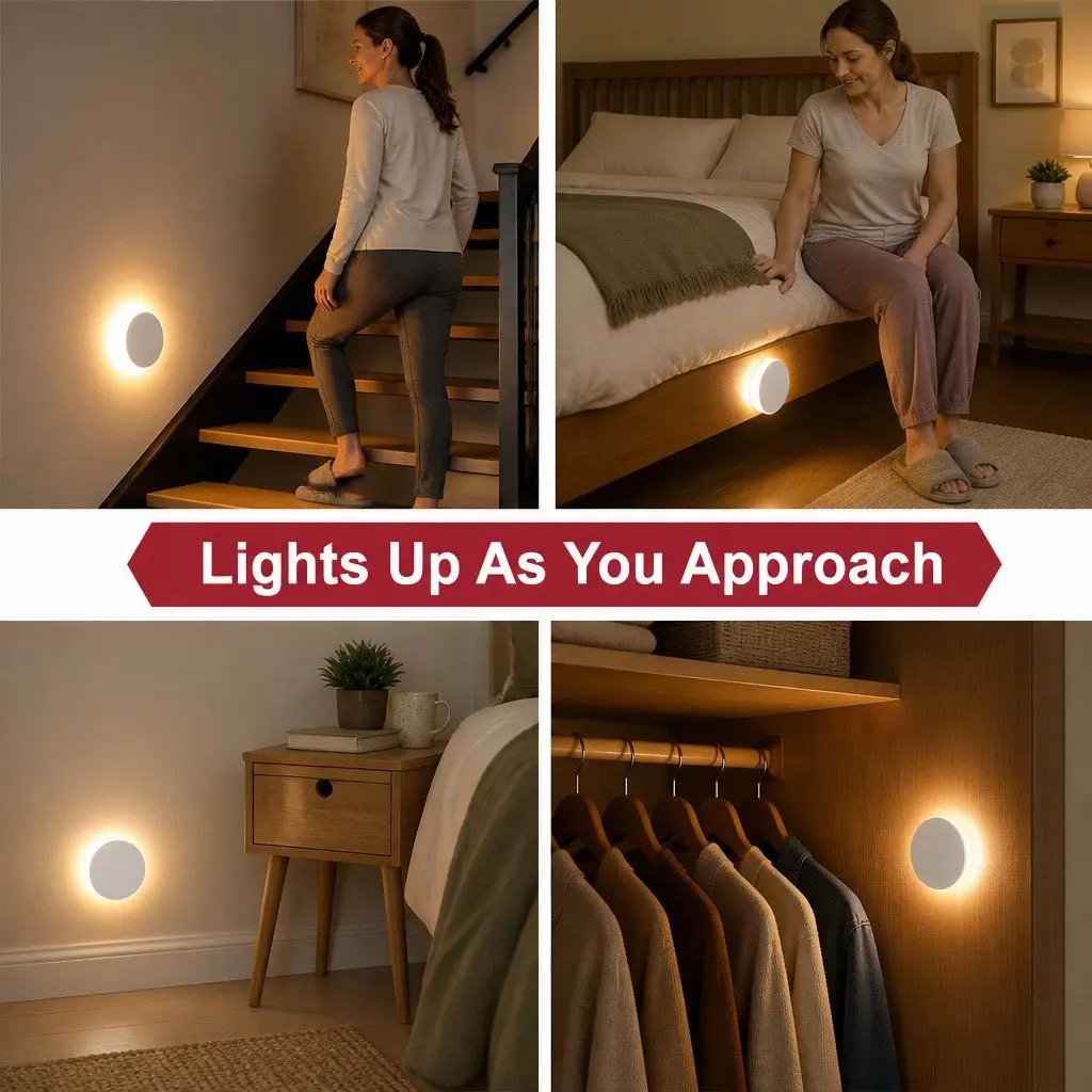 Motion Sensor Night Light USB-C Rechargeable White 4 Pack