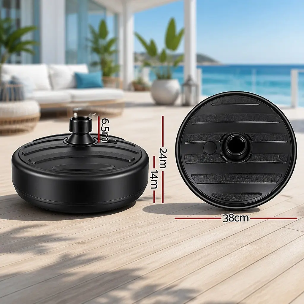 Outdoor Umbrella Base Weight Round Plastic 38cm Black