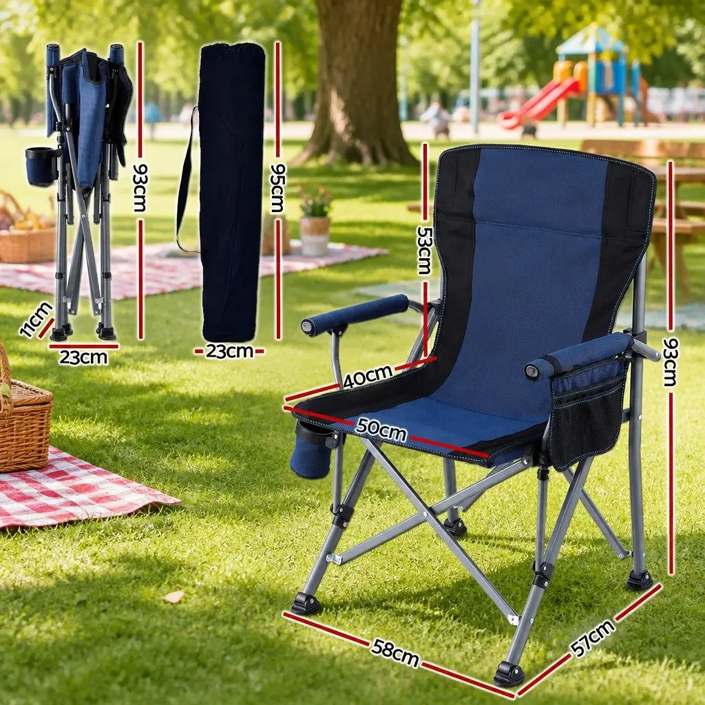 Folding Camping Chair Lightweight 600D Oxford Fabric Navy Blue