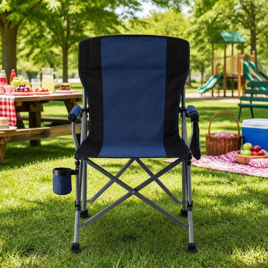 Folding Camping Chair Lightweight 600D Oxford Fabric Navy Blue