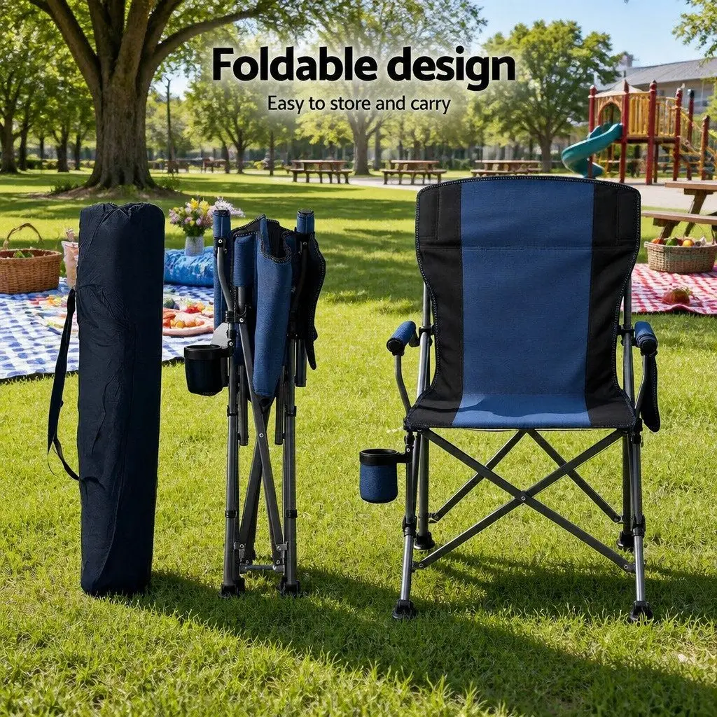 Folding Camping Chair Lightweight 600D Oxford Fabric Navy Blue