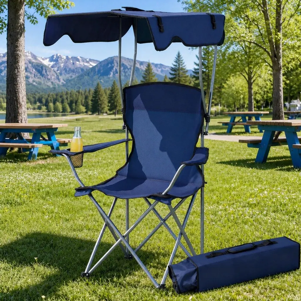 Camping Chair with Canopy Folding Outdoor Portable Seat Lightweight Beach