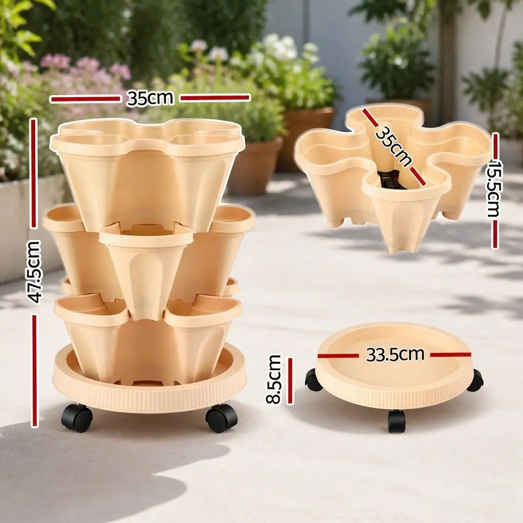3 Tier Vertical Planter Tower with Self-Watering Feature