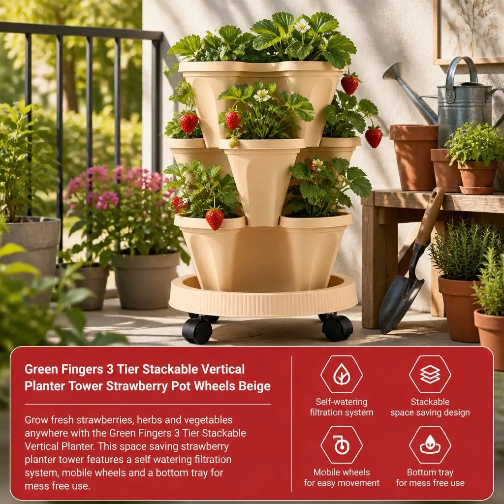 3 Tier Vertical Planter Tower with Self-Watering Feature