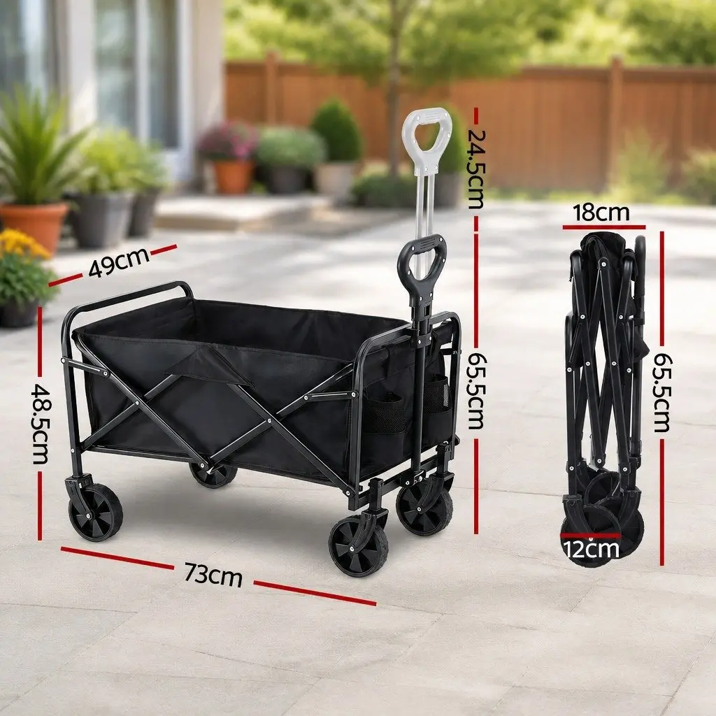 Folding Garden Trolley Cart Steel Frame 73 x 49 x 65.5 cm Black