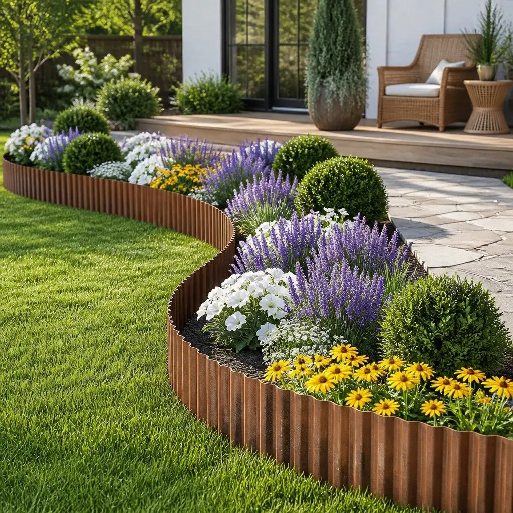 Garden Edging Metal Flexible Border 10ft Corrugated Steel Rust