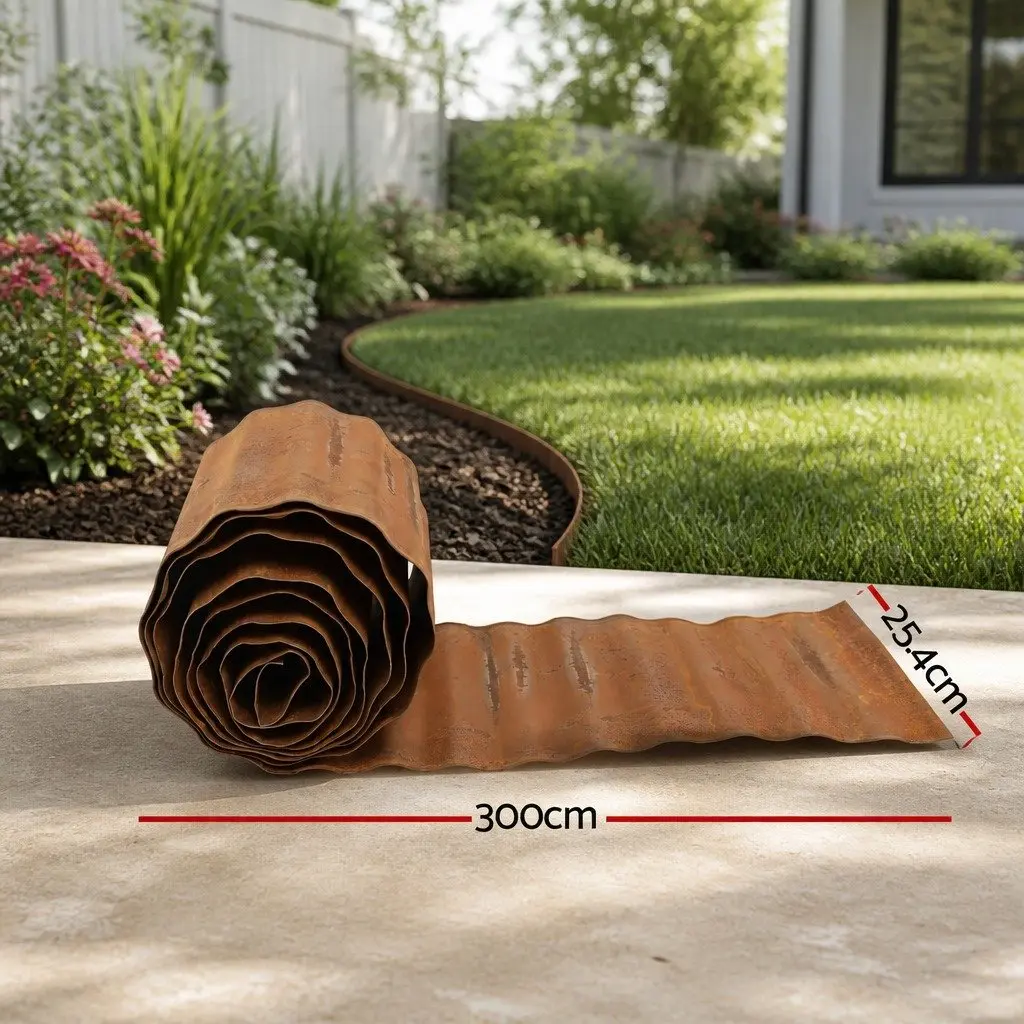 Garden Edging Metal Flexible Border 10ft Corrugated Steel Rust
