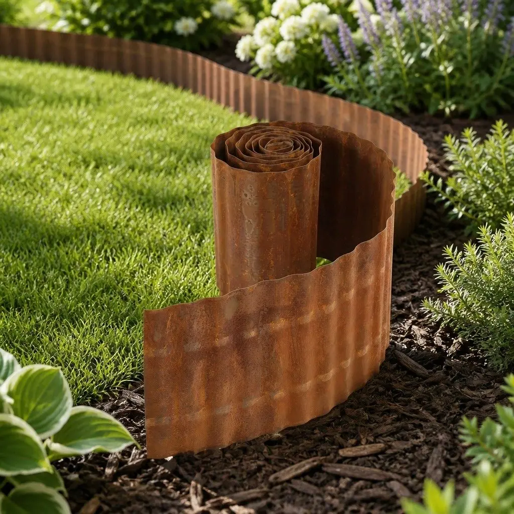 Garden Edging Metal Flexible Border 10ft Corrugated Steel Rust