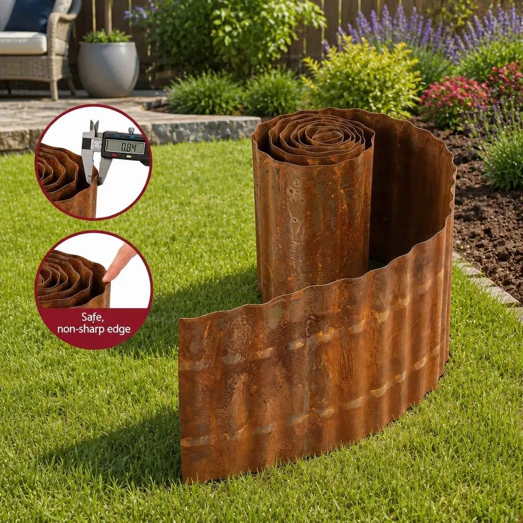 Garden Edging Metal Flexible Border 10ft Corrugated Steel Rust
