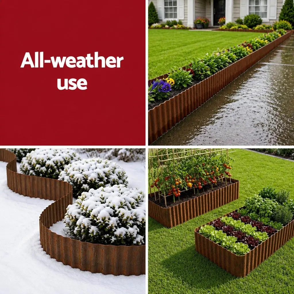 Garden Edging Metal Flexible Border 10ft Corrugated Steel Rust