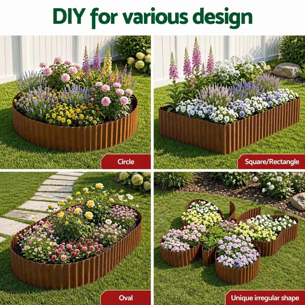 Garden Edging Metal Flexible Border 10ft Corrugated Steel Rust