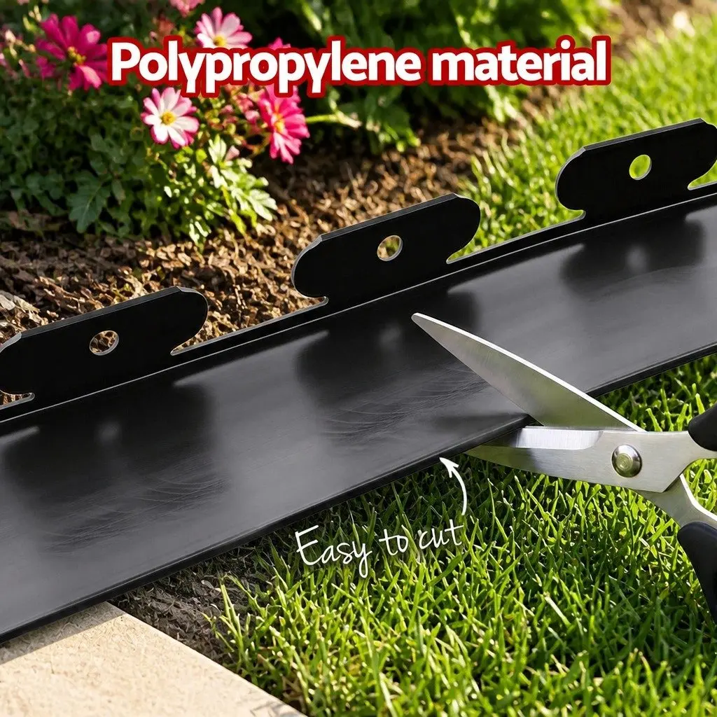 Garden Edging Flexible Plastic 60ft Black 30 Piece Lawn Border
