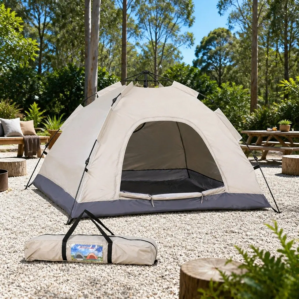 Camping Tent Pop Up 2 Person Instant Auto Setup 194cm x 194cm x 134cm Beige