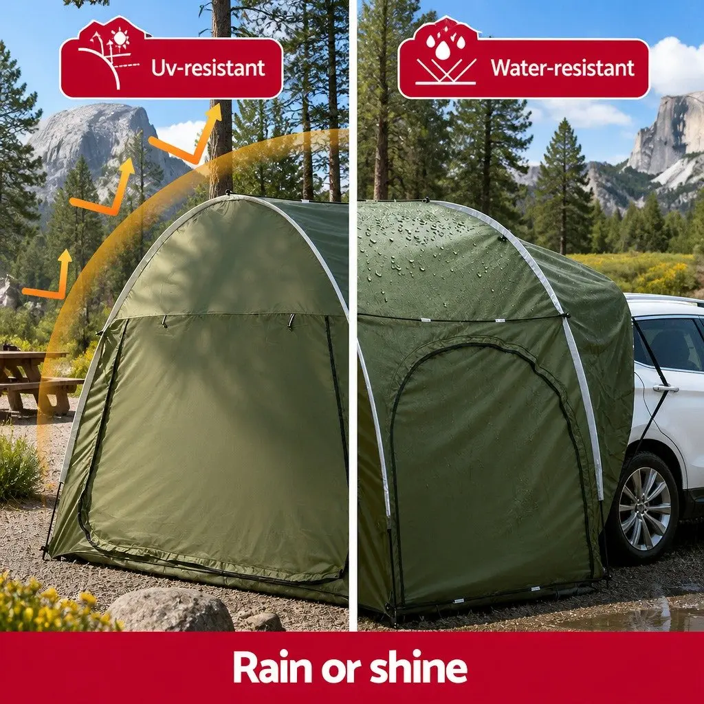 Car Camping Tent Rear Hatchback SUV Canopy Portable Family Outdoor Green Shelter