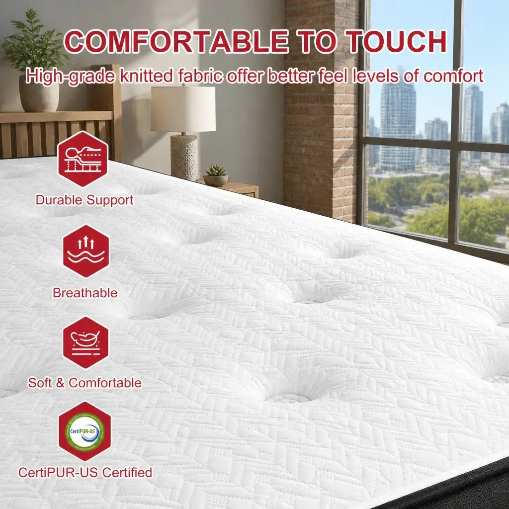 Double Hybrid Mattress 30cm Gel Memory Foam Pocket Spring 5 Zone Medium Firm