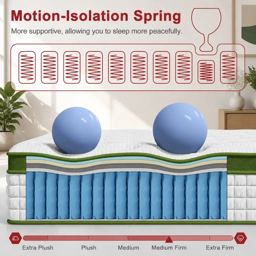 Single Mattress Gel Memory Foam Hybrid 30cm Pocket Spring Medium Firm White