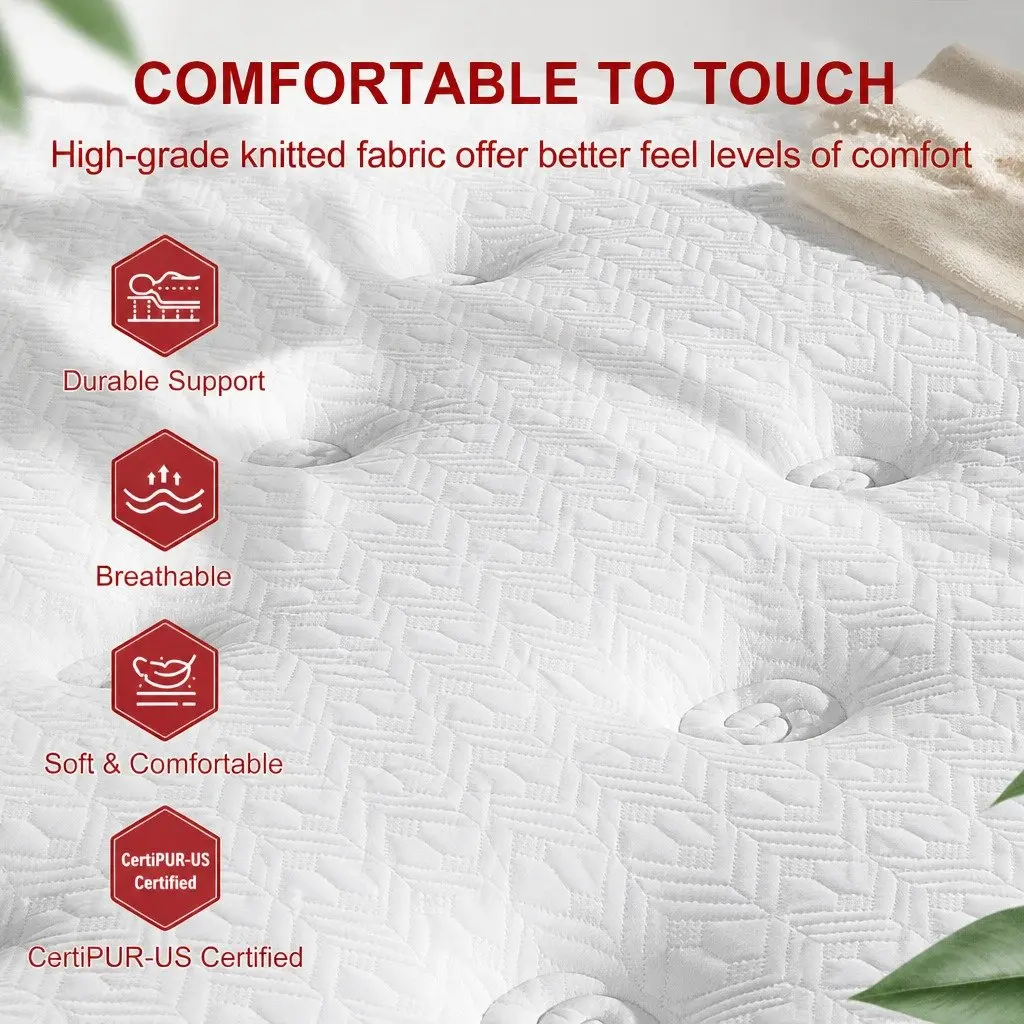 Single Mattress Gel Memory Foam Hybrid 30cm Pocket Spring Medium Firm White