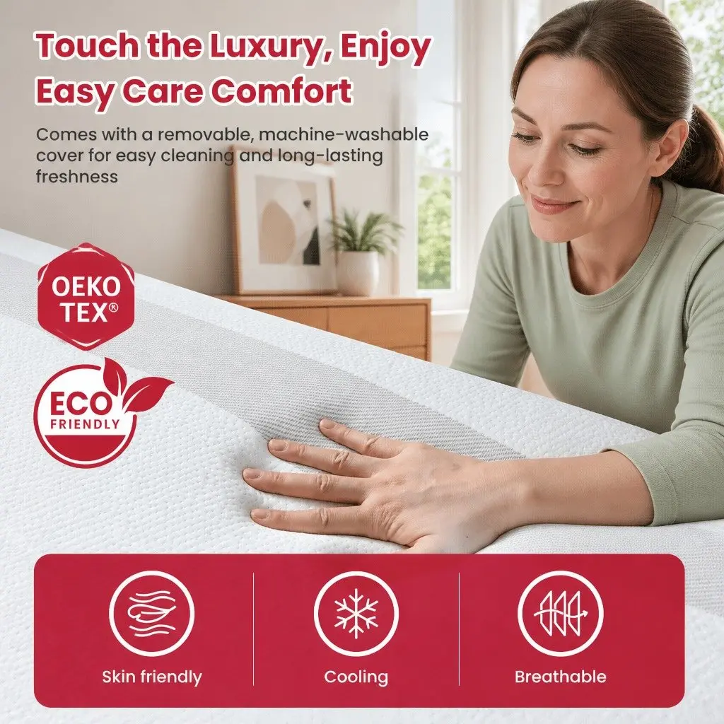 Queen Mattress Gel Infused Memory Foam 20cm Medium Soft Reversible White