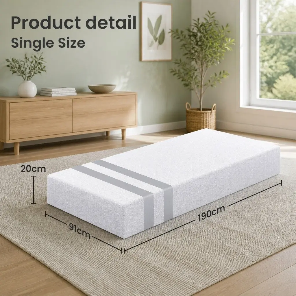 Single Memory Foam Mattress 20cm Gel-Infused Medium Soft Reversible White