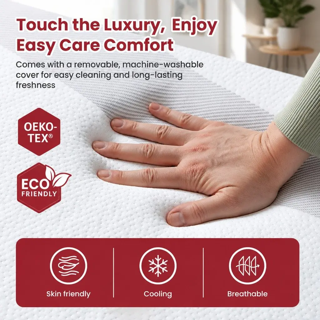 King Single Reversible Memory Foam Mattress 25cm Gel-Infused Medium Firm Sleep