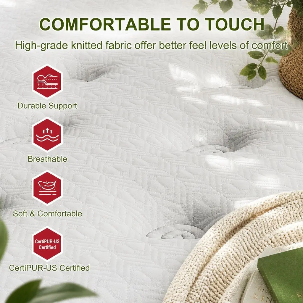 King Size Latex Hybrid Mattress 34cm Medium Firm 5 Zone Pocket Spring Bed