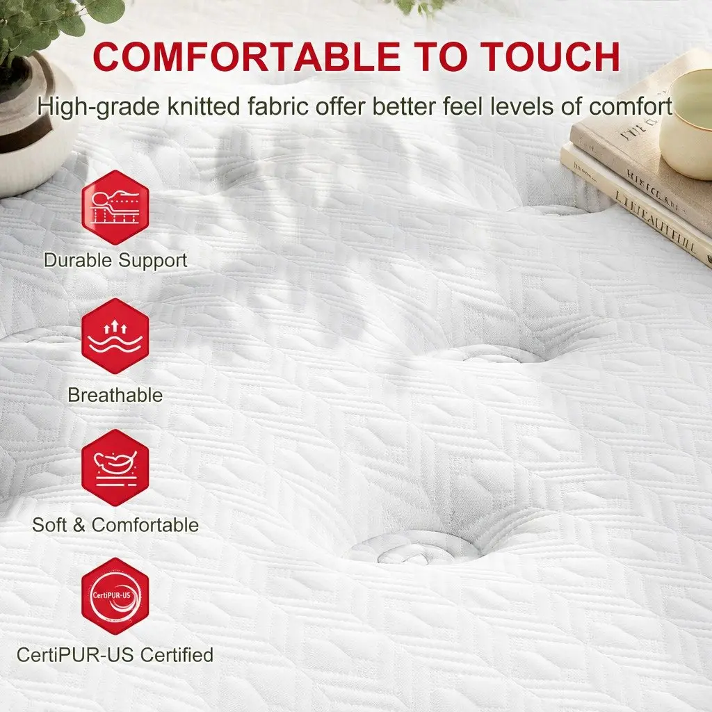 Single Latex Hybrid Mattress 34cm Medium Firm 5 Zone Pocket Spring Pressure