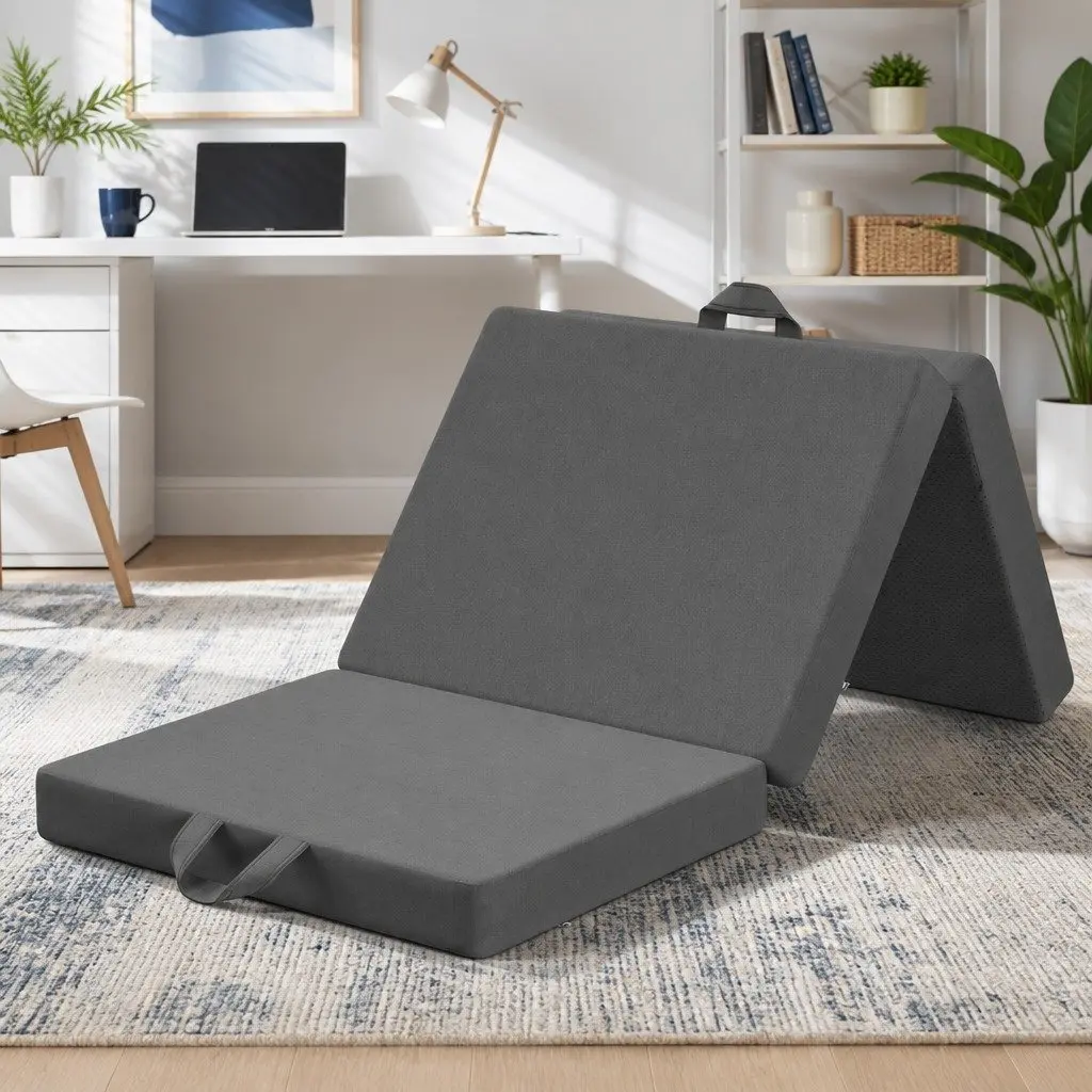 Small King Single Folding Mattress Foam 3-Fold Grey