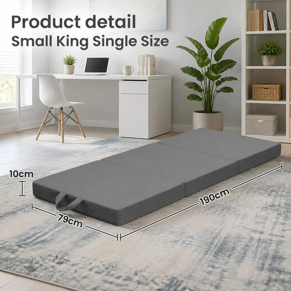Small King Single Folding Mattress Foam 3-Fold Grey